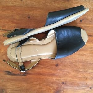 Franco Sarto black leather sling back flats